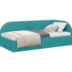 Lits & Accessoires-vidaXL Cadre de lit d'angle 80 cm x 200 cm Velours Turquoise