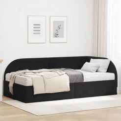 vidaXL Cadre de lit d'angle avec matelas 2 pcs Velours