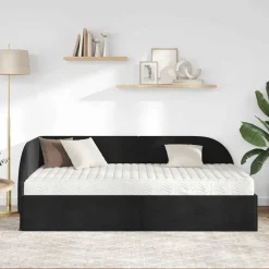 vidaXL Cadre de lit d'angle avec matelas 2 pcs Velours