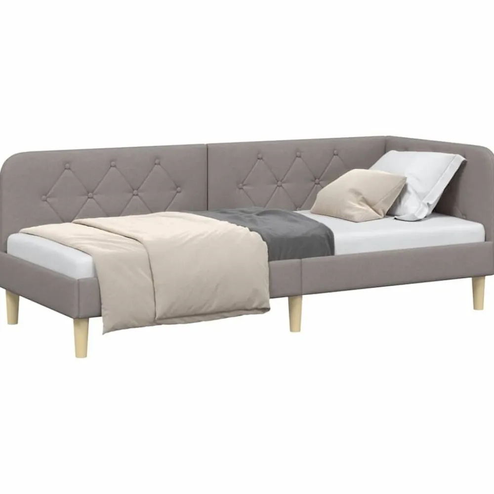 Lits & Accessoires-vidaXL Cadre de lit d'angle 80 x 200 cm tissu Taupe