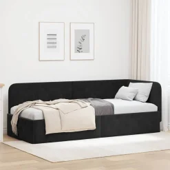 Lits & Accessoires-vidaXL Cadre de lit d'angle 80 x 200 cm Velours Noir
