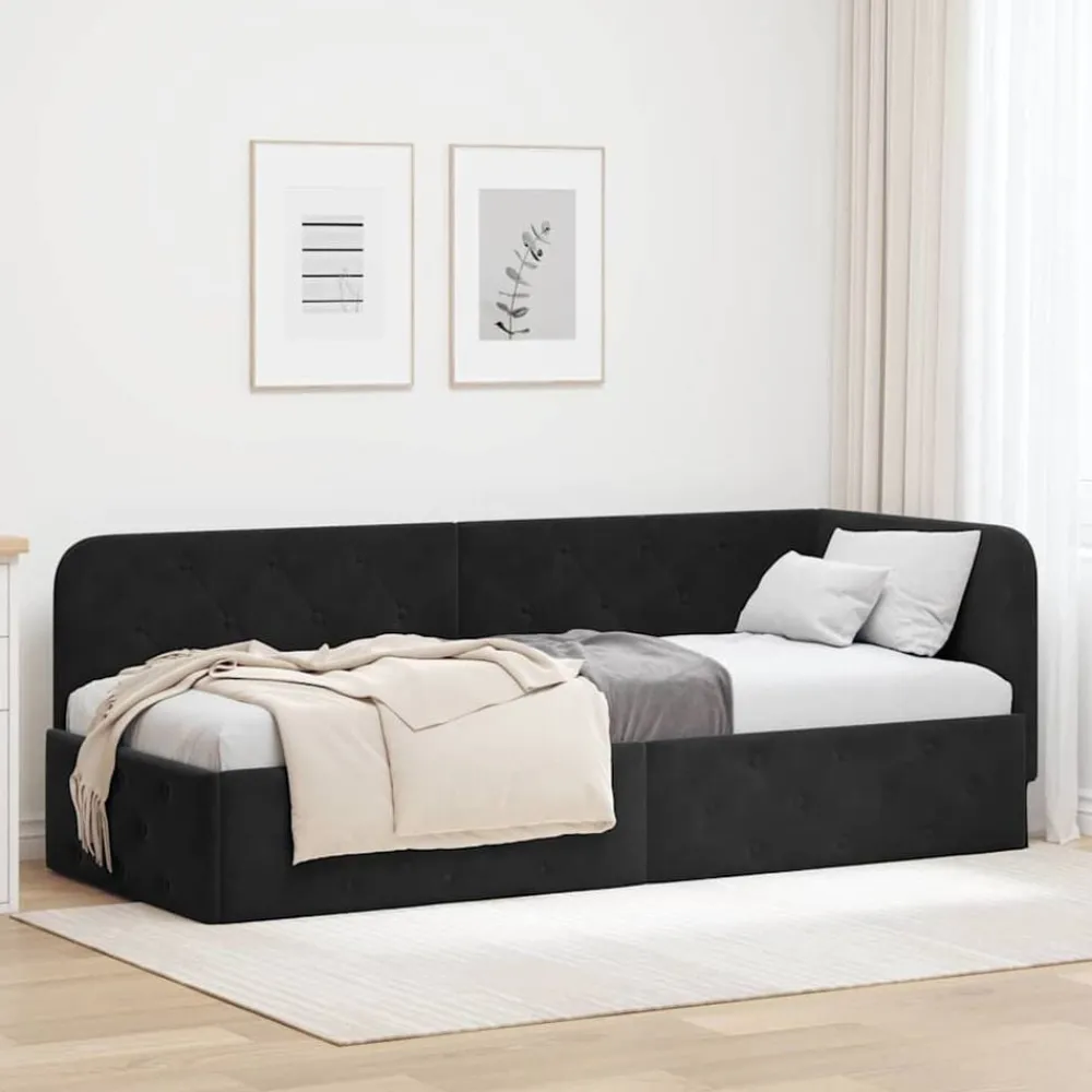 Lits & Accessoires-vidaXL Cadre de lit d'angle 80 x 200 cm Velours Noir