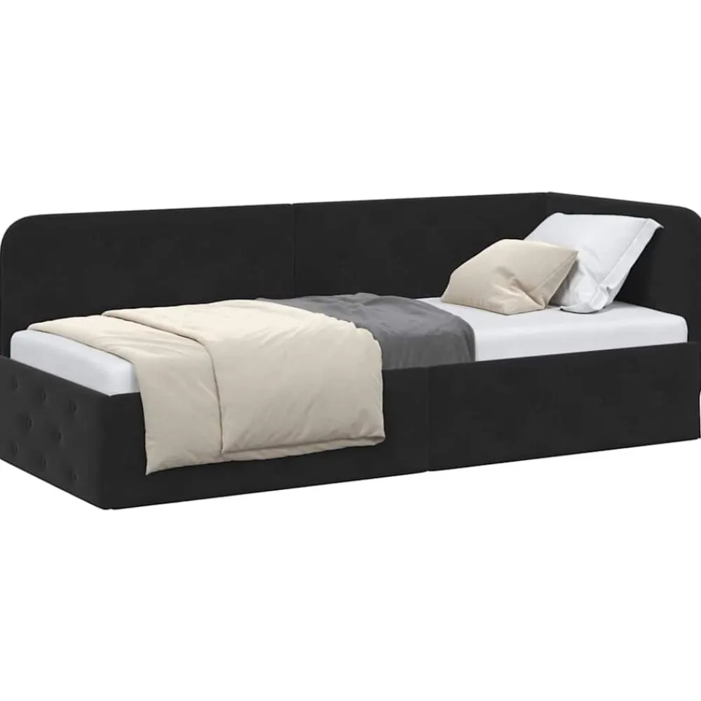 Lits & Accessoires-vidaXL Cadre de lit d'angle 80 x 200 cm Velours Noir