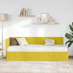vidaXL Cadre de lit d'angle avec matelas 2 pcs Velours