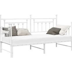 Lits & Accessoires-vidaXL Cadre de lit de jour 75 x 190 cm Acier Blanc