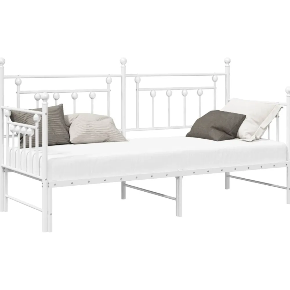 Lits & Accessoires-vidaXL Cadre de lit de jour 75 x 190 cm Acier Blanc