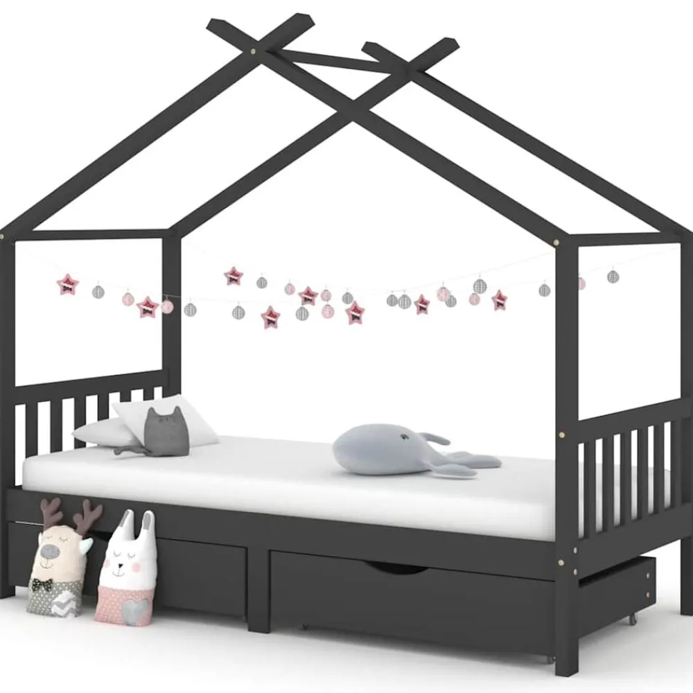 vidaXL Cadre de lit d'enfant avec tiroirs Pin 90x200 cm