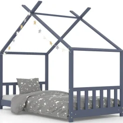 Mobilier Pour Bébés & Tout-Petits-vidaXL Cadre de lit d'enfant Bois de pin massif 70x140 cm Gris