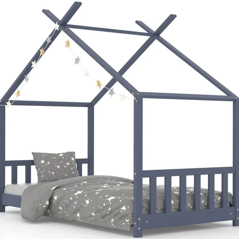 Mobilier Pour Bébés & Tout-Petits-vidaXL Cadre de lit d'enfant Bois de pin massif 70x140 cm Gris