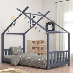 Mobilier Pour Bébés & Tout-Petits-vidaXL Cadre de lit d'enfant Bois de pin massif 70x140 cm Gris