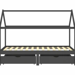 Mobilier Pour Bébés & Tout-Petits-vidaXL Cadre de lit d'enfant avec tiroirs Pin 90x200 cm Gris foncé
