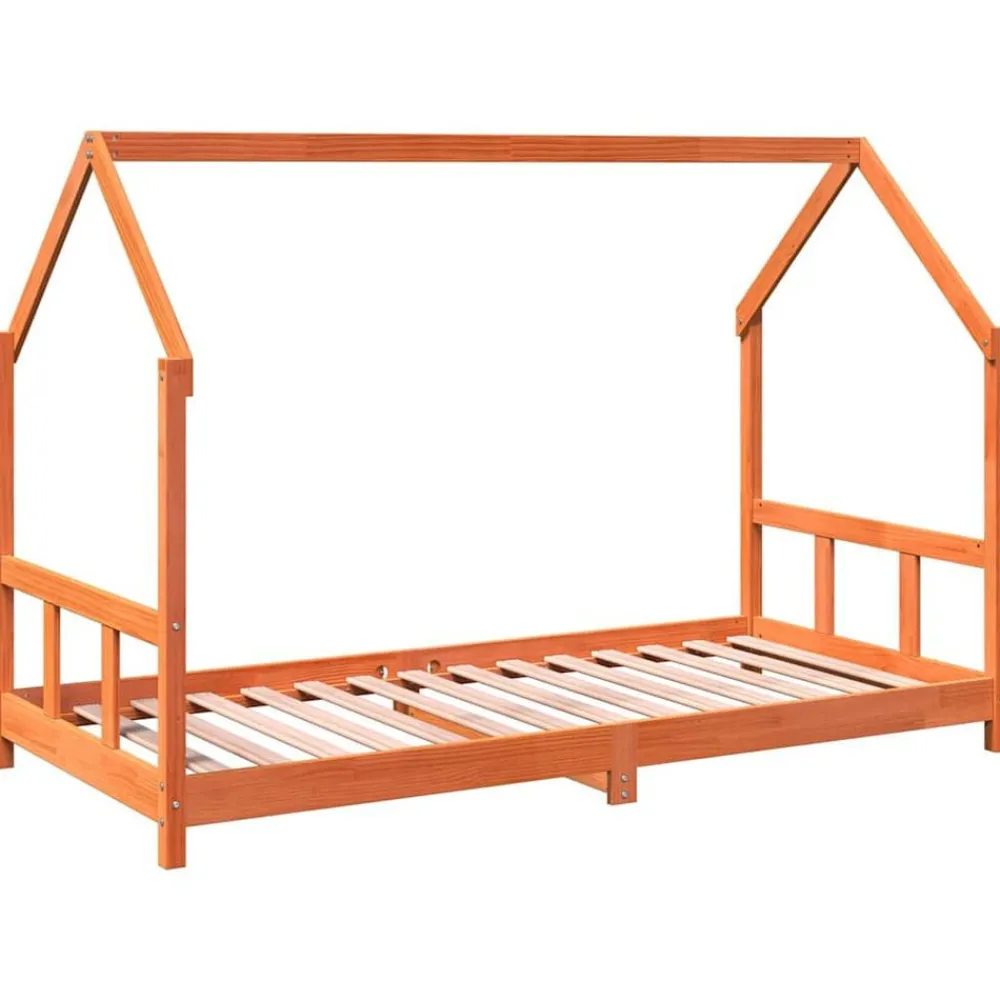 vidaXL Cadre de lit d'enfants cire marron 90x190 cm bois de pin massif