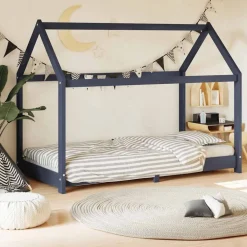 Mobilier Pour Bébés & Tout-Petits-vidaXL Cadre de lit d'enfant Bois de pin massif 70x140 cm Gris