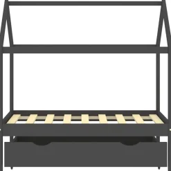 Mobilier Pour Bébés & Tout-Petits-vidaXL Cadre de lit d'enfant avec un tiroir Pin 70x140 cm Gris foncé