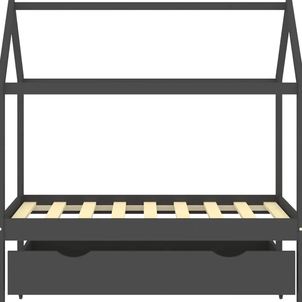 Mobilier Pour Bébés & Tout-Petits-vidaXL Cadre de lit d'enfant avec un tiroir Pin 70x140 cm Gris foncé