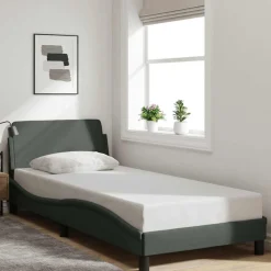 Lits & Accessoires-vidaXL Cadre de lit Dover 80x200 cm tissu Gris foncé