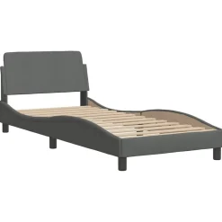 Lits & Accessoires-vidaXL Cadre de lit Dover 80x200 cm tissu Gris foncé
