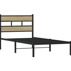 Lits & Accessoires-vidaXL Cadre de lit en métal sans matelas chêne sonoma 75x190 cm Chêne sonoma