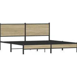 Lits & Accessoires-vidaXL Cadre de lit en métal sans matelas chêne sonoma 180x200 cm Ch&ecirc;ne sonoma