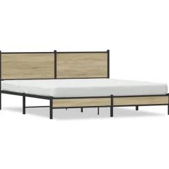 Lits & Accessoires-vidaXL Cadre de lit en métal sans matelas chêne sonoma 180x200 cm Ch&ecirc;ne sonoma