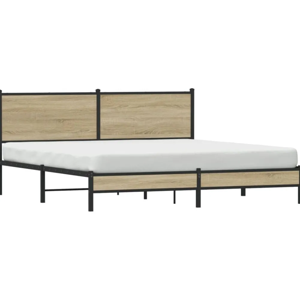 Lits & Accessoires-vidaXL Cadre de lit en métal sans matelas chêne sonoma 180x200 cm Chêne sonoma