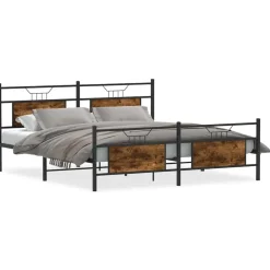 vidaXL Cadre de lit en métal sans matelas chêne fumé 160x200 cm