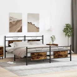 vidaXL Cadre de lit en métal sans matelas chêne fumé 160x200 cm
