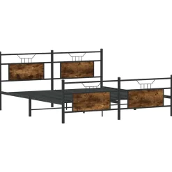 vidaXL Cadre de lit en métal sans matelas chêne fumé 160x200 cm