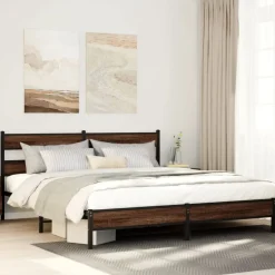 vidaXL Cadre de lit en métal sans matelas chêne marron 180x200 cm