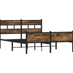 vidaXL Cadre de lit en métal sans matelas chêne fumé 160x200 cm