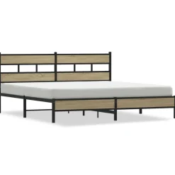 Lits & Accessoires-vidaXL Cadre de lit en métal sans matelas chêne sonoma 180x200 cm Ch&ecirc;ne sonoma