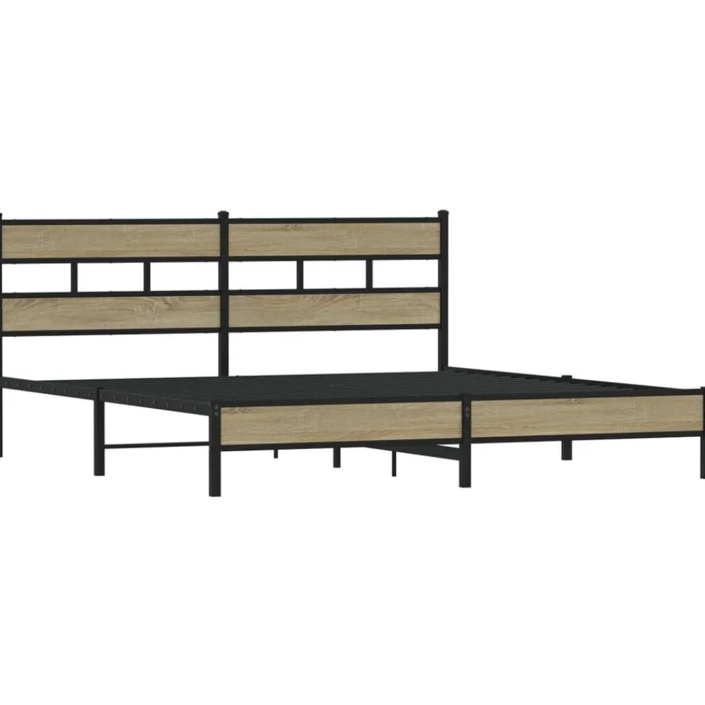 Lits & Accessoires-vidaXL Cadre de lit en métal sans matelas chêne sonoma 180x200 cm Chêne sonoma