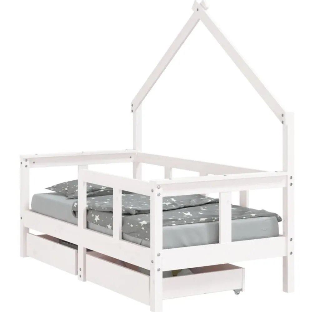vidaXL Cadre de lit enfant tiroirs 70x140 cm bois de pin massif