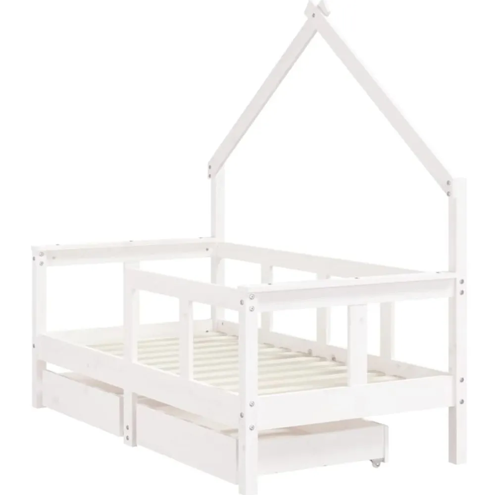 vidaXL Cadre de lit enfant tiroirs 70x140 cm bois de pin massif