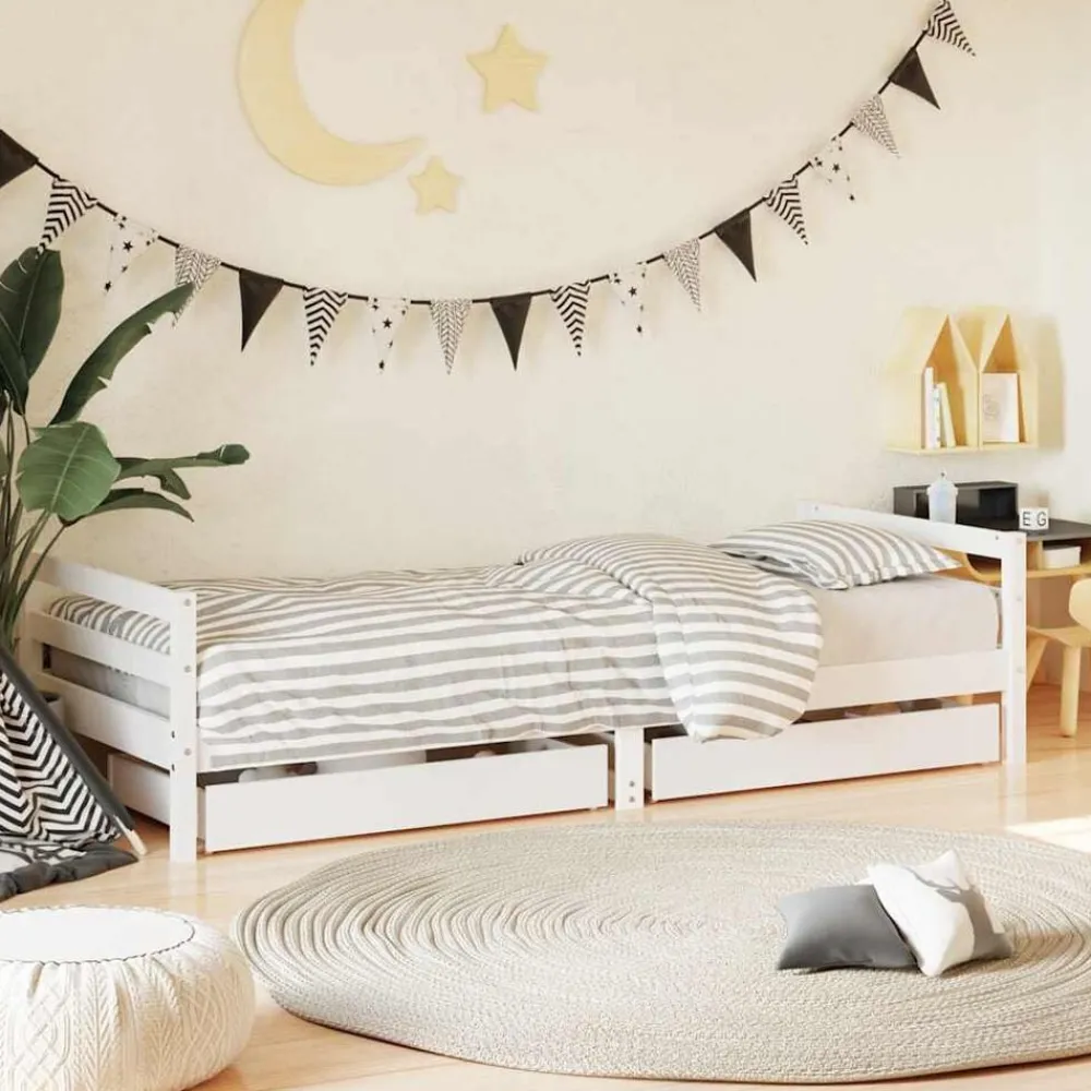 vidaXL Cadre de lit enfant tiroirs 80x200 cm bois de pin massif