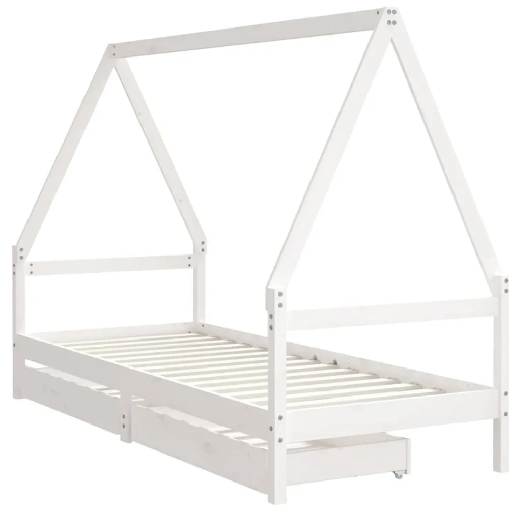 Mobilier Pour Bébés & Tout-Petits-vidaXL Cadre de lit enfant tiroirs 80x200 cm bois de pin massif Blanc