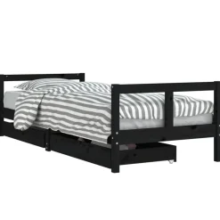 Mobilier Pour Bébés & Tout-Petits-vidaXL Cadre de lit enfant tiroirs 80x200 cm bois de pin massif Noir