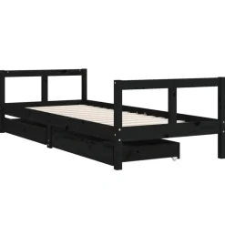 Mobilier Pour Bébés & Tout-Petits-vidaXL Cadre de lit enfant tiroirs 80x200 cm bois de pin massif Noir