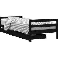 Mobilier Pour Bébés & Tout-Petits-vidaXL Cadre de lit enfant tiroirs 80x200 cm bois de pin massif Noir