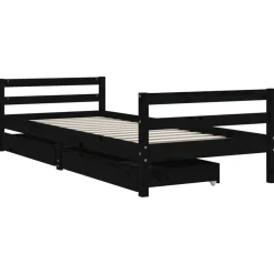 Mobilier Pour Bébés & Tout-Petits-vidaXL Cadre de lit enfant tiroirs 80x200 cm bois de pin massif Noir