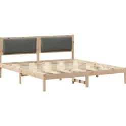 Lits & Accessoires-vidaXL Cadre de lit Gris foncé 180 x 200 cm Pin massif Naturel et gris foncé