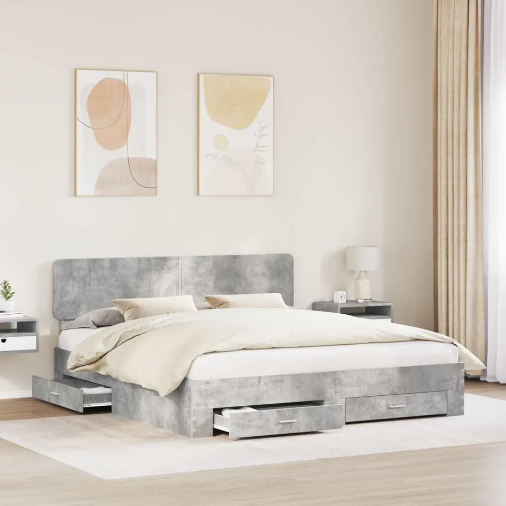 vidaXL Cadre de lit 200 x 200 cm Bois d'ingénierie