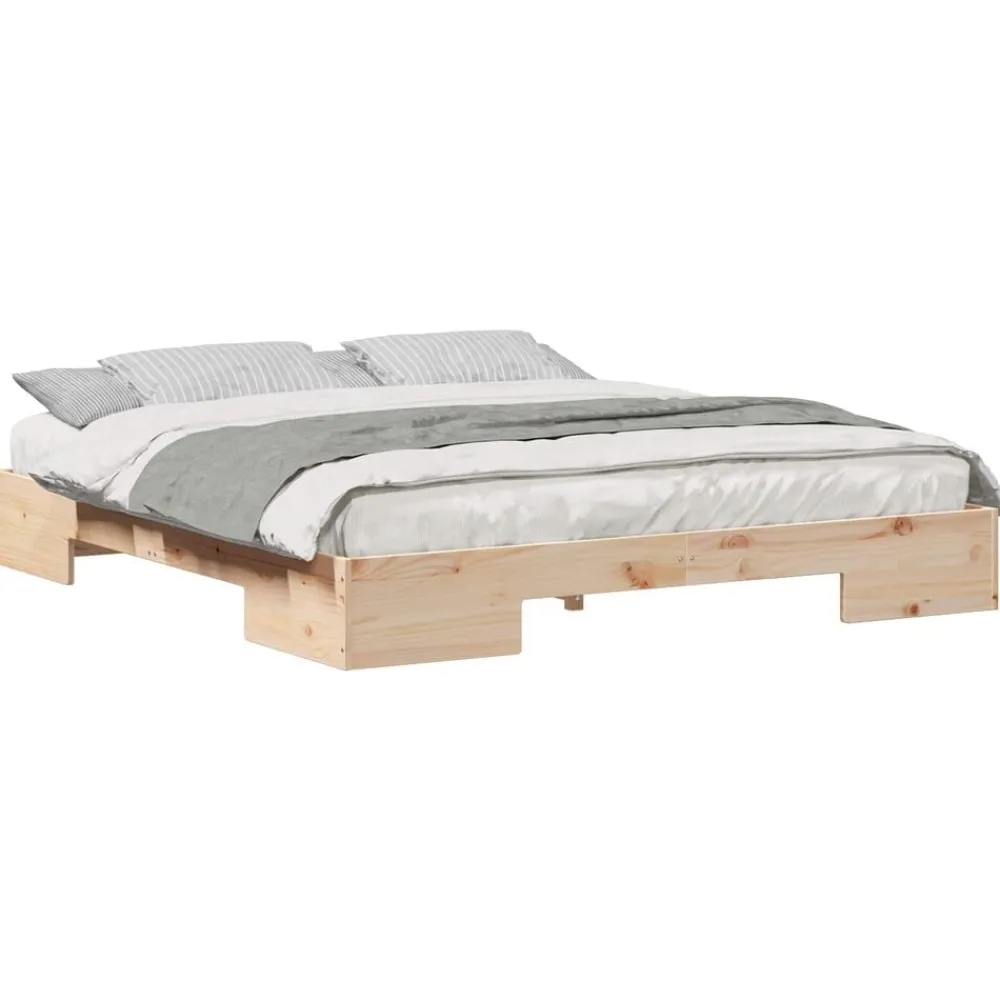 Lits & Accessoires-vidaXL Cadre de lit Marron 200 x 200 cm Naturel