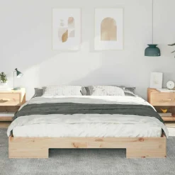 Lits & Accessoires-vidaXL Cadre de lit Marron 200 x 200 cm Naturel
