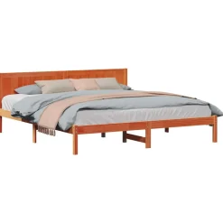 vidaXL Cadre de lit Marron 200 x 200 cm Bois de pin massif