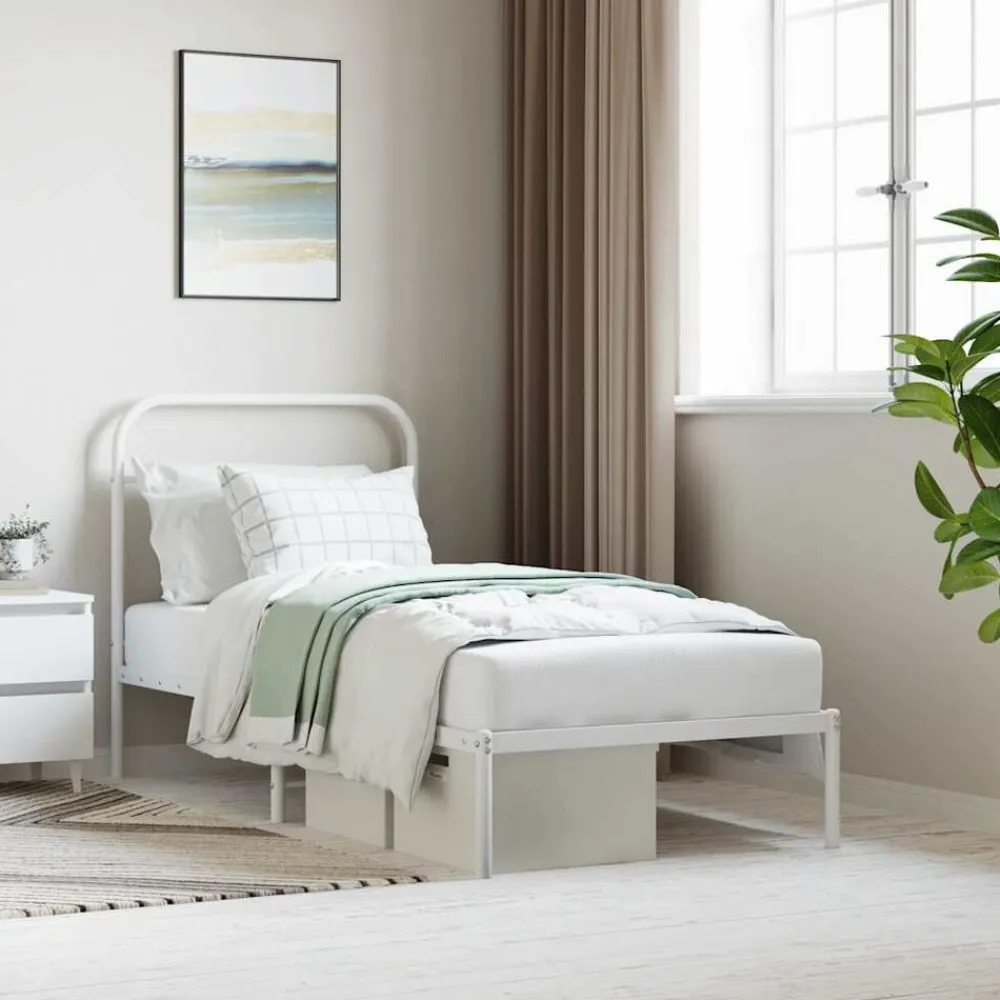 vidaXL Cadre de lit métal sans matelas avec tête de lit 90x190cm
