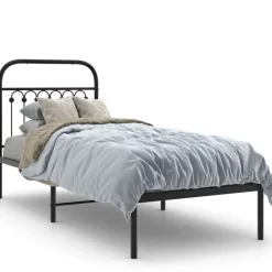 Lits & Accessoires-vidaXL Cadre de lit métal sans matelas avec tête de lit 75x190 cm Noir