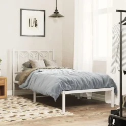 Lits & Accessoires-vidaXL Cadre de lit métal sans matelas avec tête de lit 75x190cm Blanc