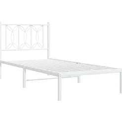 Lits & Accessoires-vidaXL Cadre de lit métal sans matelas avec tête de lit 75x190cm Blanc