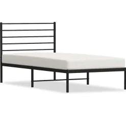 Lits & Accessoires-vidaXL Cadre de lit métal sans matelas avec tête de lit 75x190 cm Noir